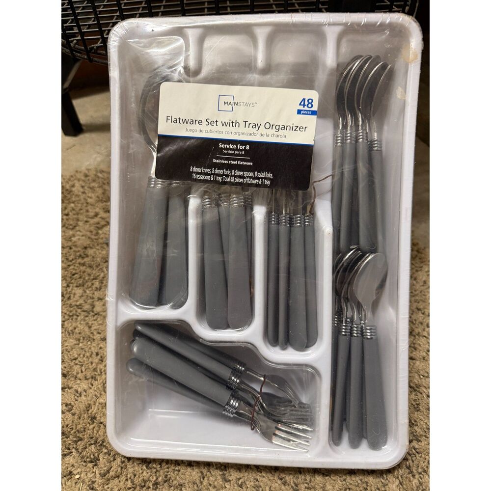 Mainstays 49-Piece Flatware Set with Organizer Tray